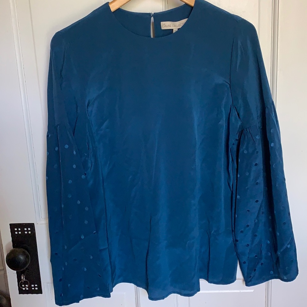 Turquoise 100% silk blouse